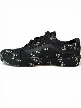 VANS Black Midnight Floral Old Skool Canvas Skate Sneakers women's 7
